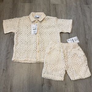 Zara Kids Cream Crochet Matching Set Sz 5